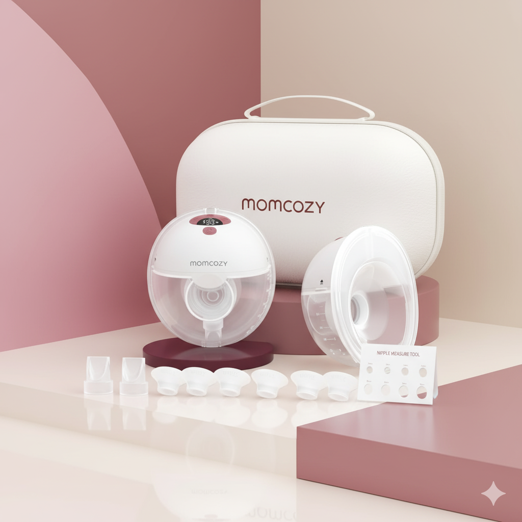 Momcozy M5 Hands-Free Wearable Breast Pump, Double-Sealed Flange for Baby-Like Comfort