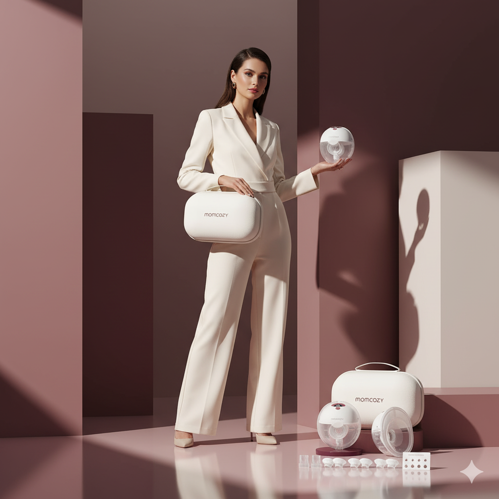 Momcozy M5 Hands-Free Wearable Breast Pump, Double-Sealed Flange for Baby-Like Comfort