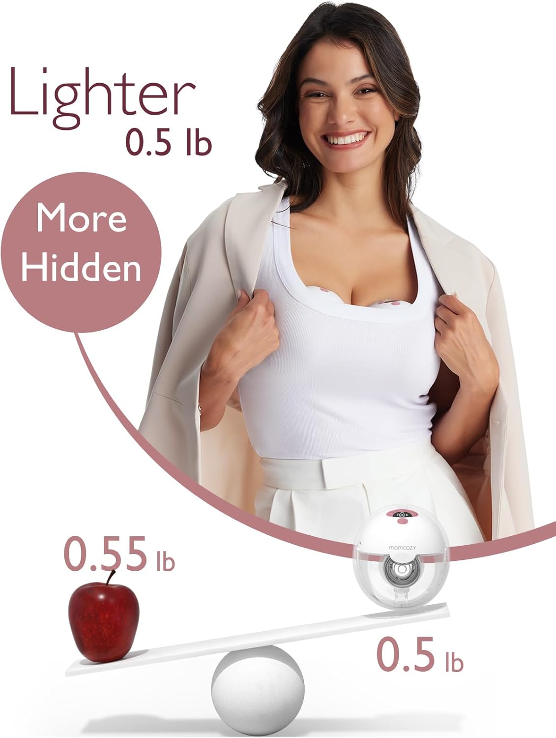 Momcozy M5 Hands-Free Wearable Breast Pump, Double-Sealed Flange for Baby-Like Comfort